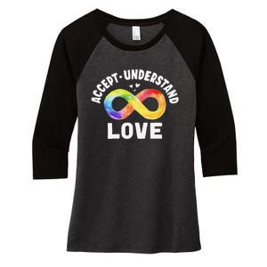 Accept Understand Love Autism Awareness ASD Infinity Symbol Women's Tri-Blend 3/4-Sleeve Raglan Shirt