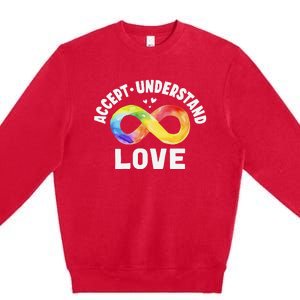 Accept Understand Love Autism Awareness ASD Infinity Symbol Premium Crewneck Sweatshirt