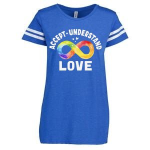 Accept Understand Love Autism Awareness ASD Infinity Symbol Enza Ladies Jersey Football T-Shirt