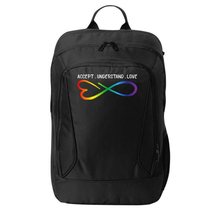 Accept Understand Love Neurodiversity Infinity Autism City Backpack