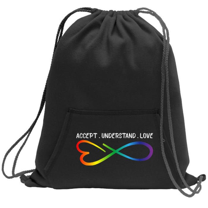 Accept Understand Love Neurodiversity Infinity Autism Sweatshirt Cinch Pack Bag