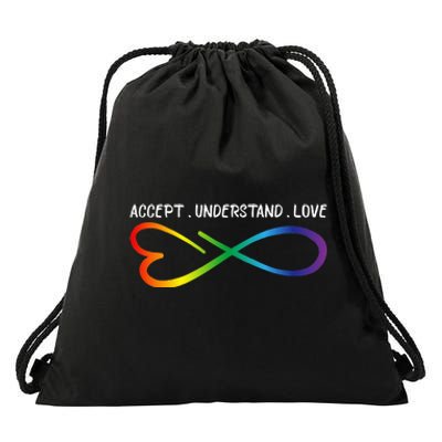 Accept Understand Love Neurodiversity Infinity Autism Drawstring Bag