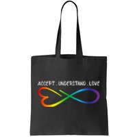 Accept Understand Love Neurodiversity Infinity Autism Tote Bag