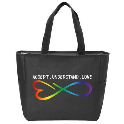 Accept Understand Love Neurodiversity Infinity Autism Zip Tote Bag