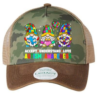 Accept Understand Love Autism Awareness Gnome Legacy Tie Dye Trucker Hat