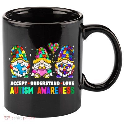 Accept Understand Love Autism Awareness Gnome 11oz C Handle Ceramic Mug