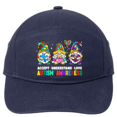 Accept Understand Love Autism Awareness Gnome 7-Panel Snapback Hat
