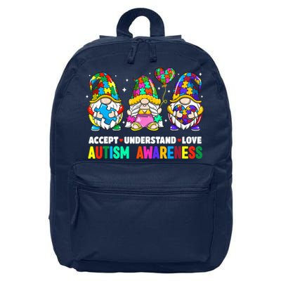 Accept Understand Love Autism Awareness Gnome 16 in Basic Backpack