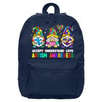 Accept Understand Love Autism Awareness Gnome 16 in Basic Backpack