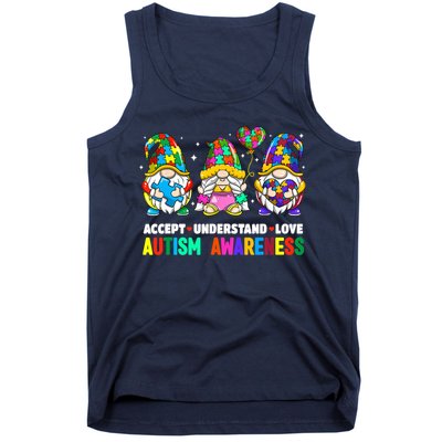 Accept Understand Love Autism Awareness Gnome Tank Top