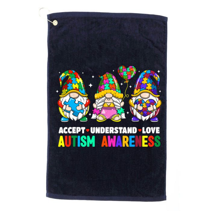 Accept Understand Love Autism Awareness Gnome Platinum Collection Golf Towel