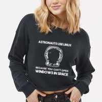 Astronauts Use Linux Because You CanT Open Windows In Space Cropped Pullover Crew