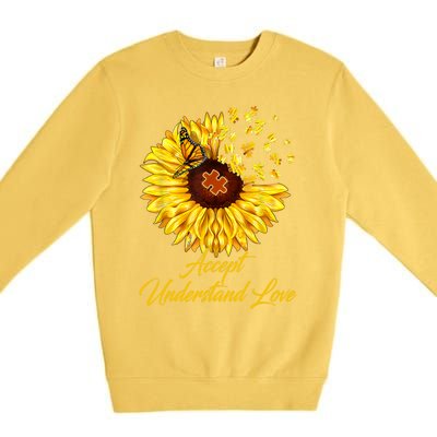 Accept Understand Love Sunflower Autism Premium Crewneck Sweatshirt