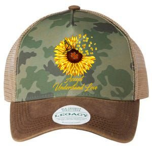 Accept Understand Love Sunflower Autism Legacy Tie Dye Trucker Hat