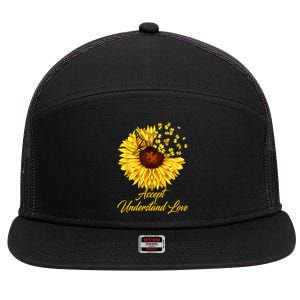 Accept Understand Love Sunflower Autism 7 Panel Mesh Trucker Snapback Hat