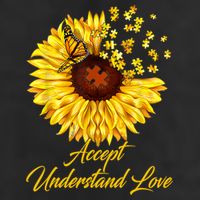 Accept Understand Love Sunflower Autism 7 Panel Mesh Trucker Snapback Hat