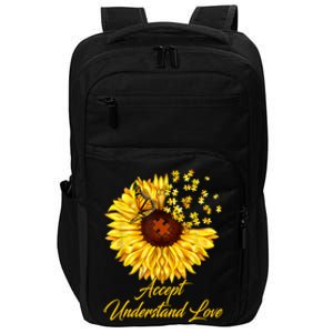 Accept Understand Love Sunflower Autism Impact Tech Backpack