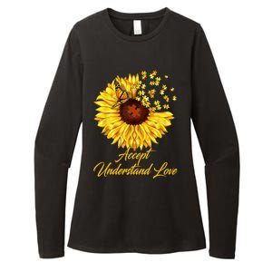 Accept Understand Love Sunflower Autism Womens CVC Long Sleeve Shirt