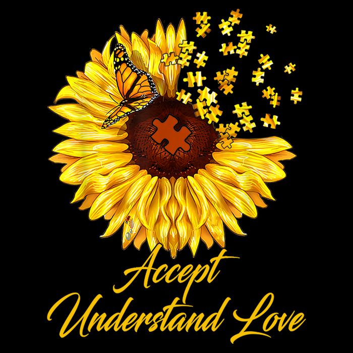 Accept Understand Love Sunflower Autism Flatbill Hat