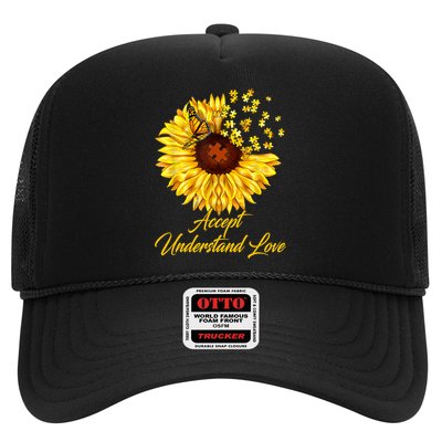 Accept Understand Love Sunflower Autism Trucker Hat