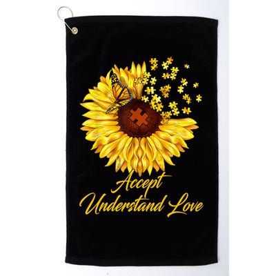 Accept Understand Love Sunflower Autism Golf Towel