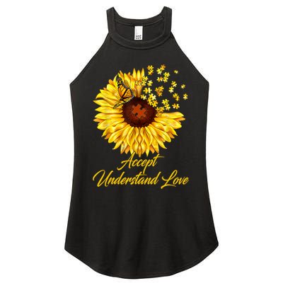 Accept Understand Love Sunflower Autism Women's Perfect Tri Rocker Tank