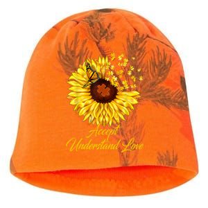 Accept Understand Love Sunflower Autism Kati - Camo Knit Beanie