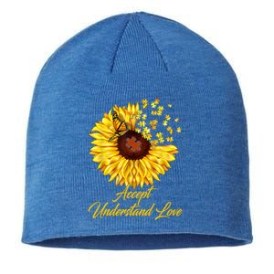 Accept Understand Love Sunflower Autism Sustainable Beanie