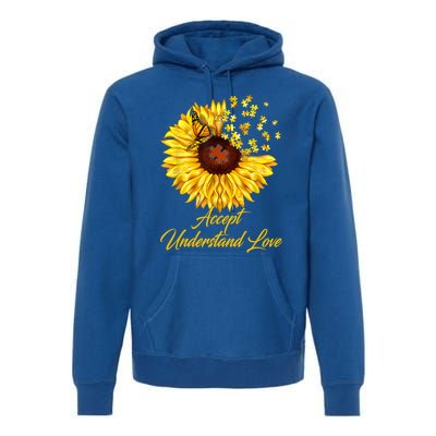 Accept Understand Love Sunflower Autism Premium Hoodie