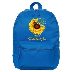 Accept Understand Love Sunflower Autism 16 in Basic Backpack