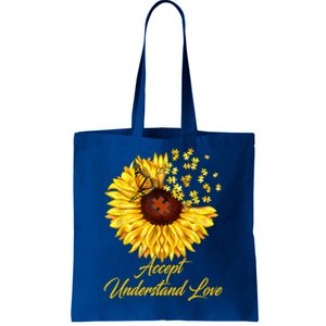 Accept Understand Love Sunflower Autism Tote Bag