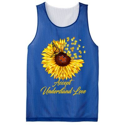 Accept Understand Love Sunflower Autism Mesh Reversible Basketball Jersey Tank