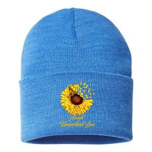 Accept Understand Love Sunflower Autism Sustainable Knit Beanie