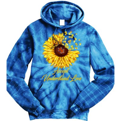 Accept Understand Love Sunflower Autism Tie Dye Hoodie