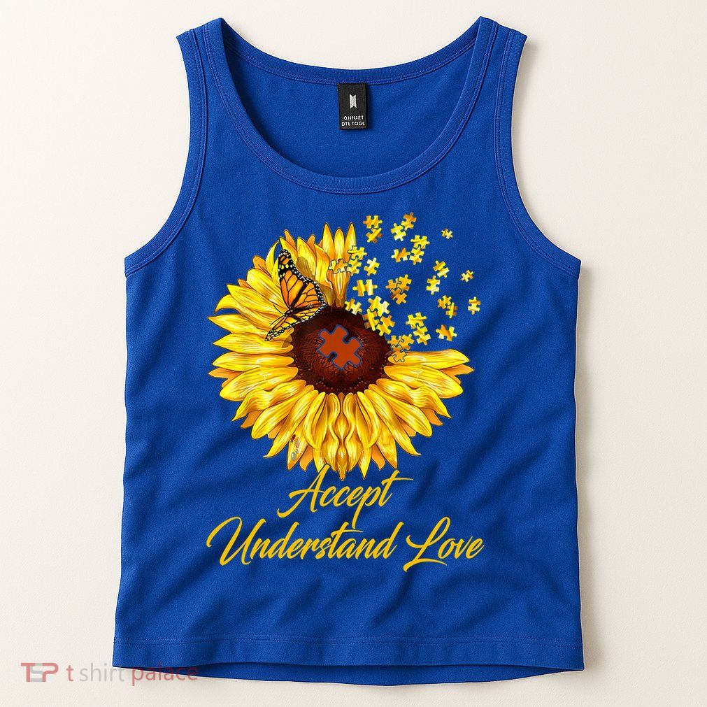 Accept Understand Love Sunflower Autism Tank Top