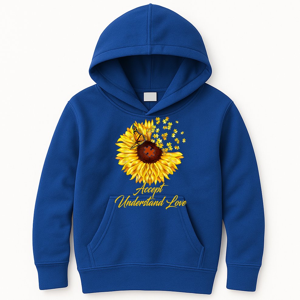 Accept Understand Love Sunflower Autism Kids Hoodie