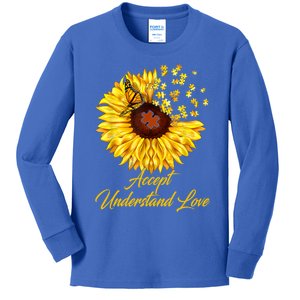 Accept Understand Love Sunflower Autism Kids Long Sleeve Shirt