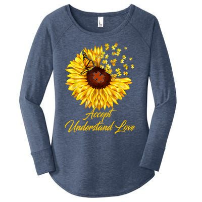 Accept Understand Love Sunflower Autism Women's Perfect Tri Tunic Long Sleeve Shirt