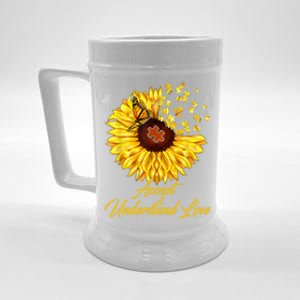 Accept Understand Love Sunflower Autism Beer Stein