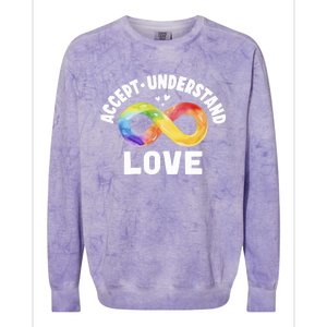 Accept Understand Love Autism Awareness ASD Infinity Symbol Colorblast Crewneck Sweatshirt