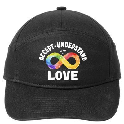 Accept Understand Love Autism Awareness ASD Infinity Symbol 7-Panel Snapback Hat