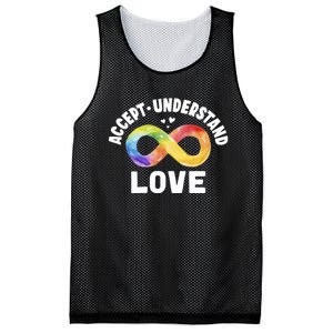 Accept Understand Love Autism Awareness ASD Infinity Symbol Mesh Reversible Basketball Jersey Tank