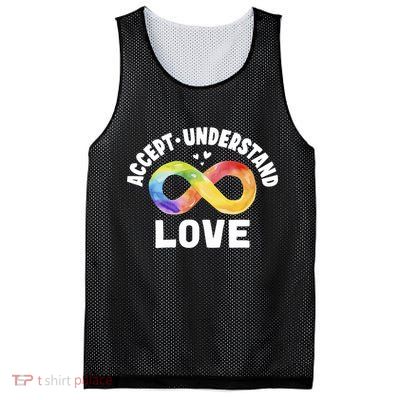 Accept Understand Love Autism Awareness ASD Infinity Symbol Mesh Reversible Basketball Jersey Tank