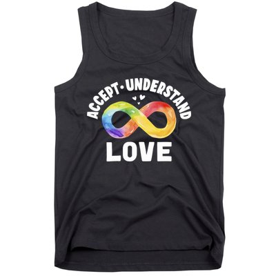 Accept Understand Love Autism Awareness ASD Infinity Symbol Tank Top