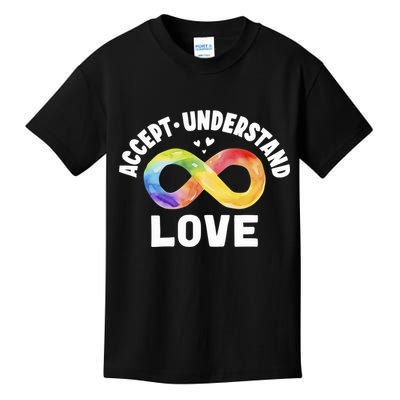Accept Understand Love Autism Awareness ASD Infinity Symbol Kids T-Shirt