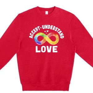 Accept Understand Love Autism Awareness ASD Infinity Symbol Premium Crewneck Sweatshirt