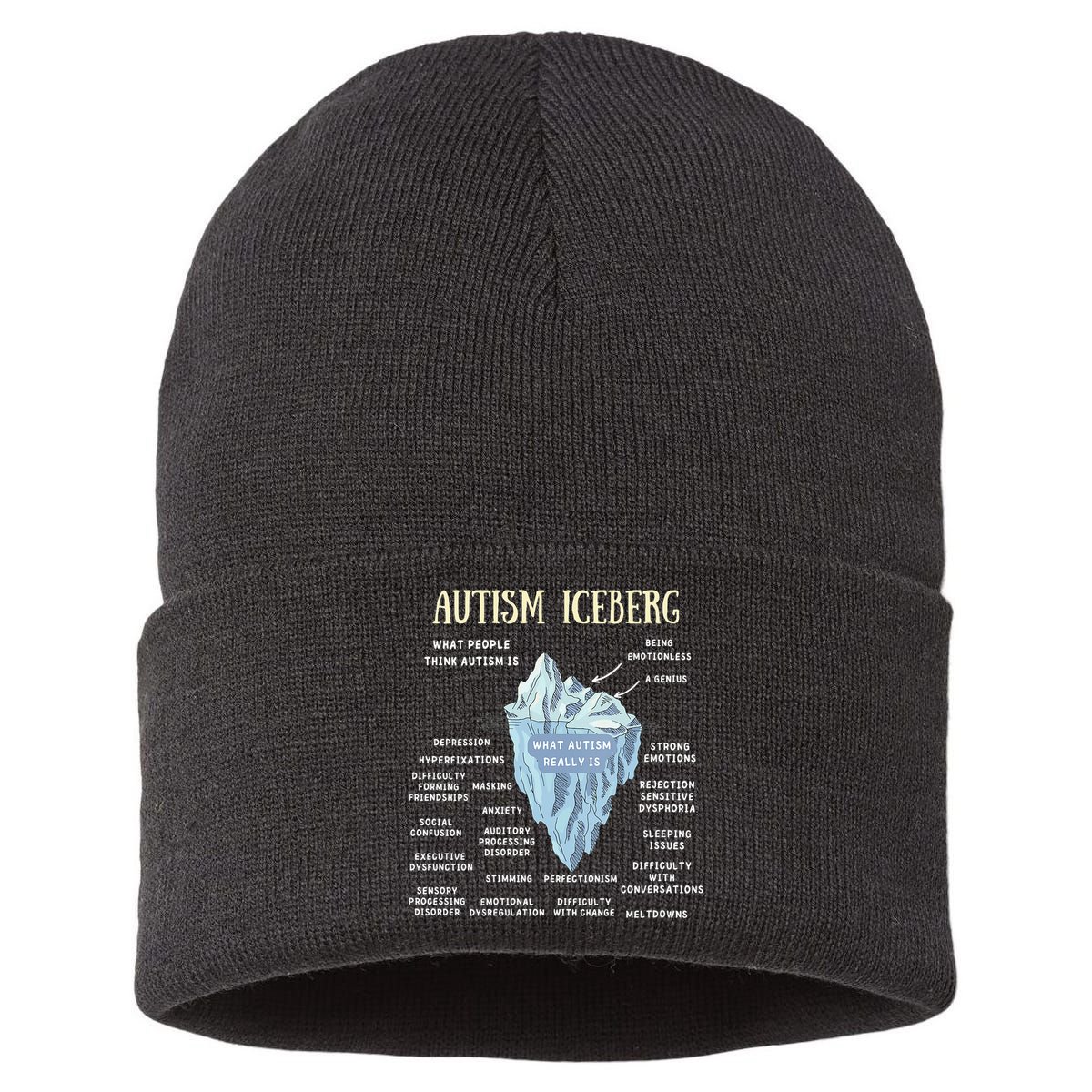 Accept Understand Love Autism Awareness Autism Iceberg Sustainable Knit Beanie