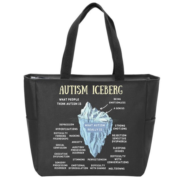 Accept Understand Love Autism Awareness Autism Iceberg Zip Tote Bag