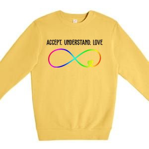 Accept Under Love Neurodiversity Autism Rainbow Premium Crewneck Sweatshirt