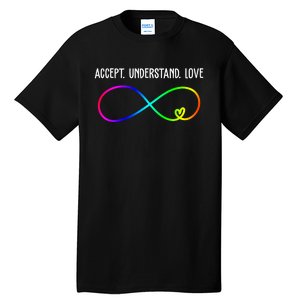 Accept Under Love Neurodiversity Autism Rainbow Tall T-Shirt